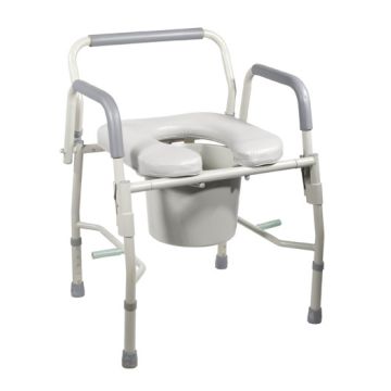 Bedside Commode Steel with Drop Arms and Padded Seat