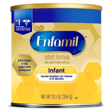 Enfamil infant formula powdered can.
