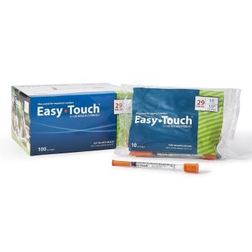 1 mL EasyTouch Insulin Syringe, 29 Gauge, 1/2 in. Needle