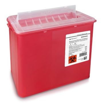 2 Gallon McKesson Prevent Translucent Red Horizontal Entry Sharps Container - 2271