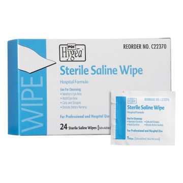 Sterile saline wipes, box of 24