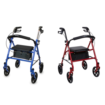 McKesson 4-Wheel Rollator - Blue (Left) and Red (Right)