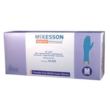 Medi-Pak Performance Nitrile Fully Textured Blue Exam Gloves Powder Free - NonSterile
