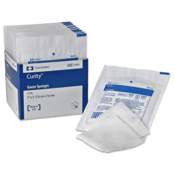 Covidien 1903 Curity 3 x 3 Inch Gauze Sponge 12 Ply, Sterile