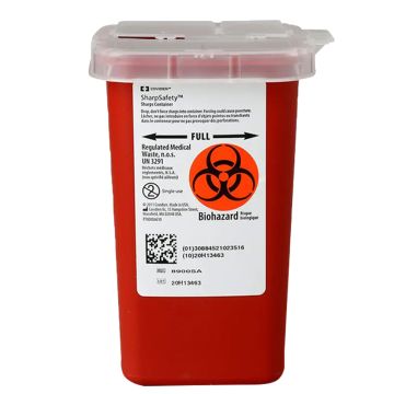 1 Quart Red Sharpsafety Sharps Container for Phlebotomy 8900SA