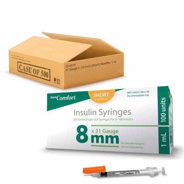 31 Gauge x 5/16 Inch (Short) Needle, 1 cc - Case of 500