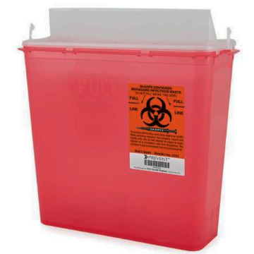5 Quart Red Prevent Sharps Disposal Container with Horizontal Entry Lid 2262