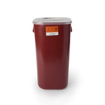 16 Gallon Sharps Red Horizontal Entry Container with Base - 8716