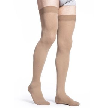 Sigvaris 232N Cotton Series Men's Thigh High Closed Toe 20-30 mmHg Compression Stockings