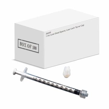 1 mL (Low Dead Space), Luer Lock Tip w/ Cap - Box of 100