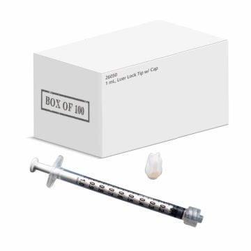 1 mL, Luer Lock Tip w/ Cap - Box of 100