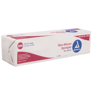 Dynarex 3252 Non-Woven 2 x 2 Inch Gauze Sponges 4 Ply
