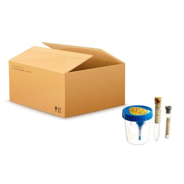 Urine Complete Kit: Collection Cups, 8mL Draw 16 x 100mm UA Preservative Plus Plastic Conical Bottom Tube, 4 mL Draw 13 x 75mm C and S Preservative Plus Plastic Tube and Castille Soap Towelettes