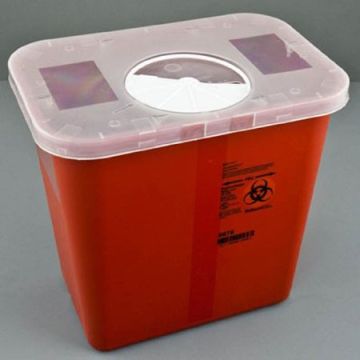 2 Gallon Sharps Container Red Base Vertical Entry - 10-1271