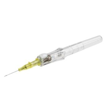 24 Gauge x 0.56 Inch, Yellow, Flow Rate: 20 mL/min, Non-Winged, Non Blood Control - Each
