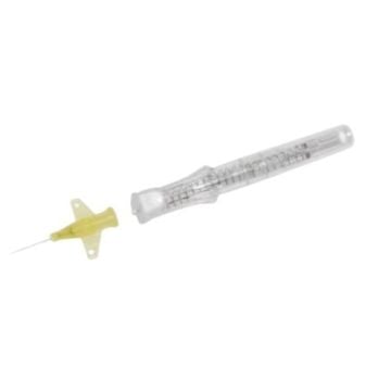 24 Gauge x 0.56 Inch, Yellow, Flow Rate: 20 mL/min, Winged, Non Blood Control