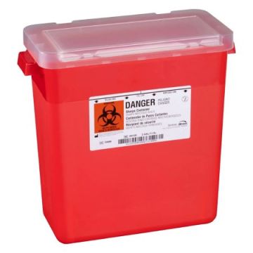 3 Gallon Bemis Sentinel Translucent Red Sharps Container with Horizontal Entry - 303 030