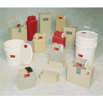 2.5 Gallon Sharps Container Leaktight Translucent Red Vertical Entry - 1101-LPR