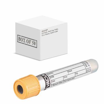 3.5 mL, Pull Cap Tube, 13 x 75mm, Gold Cap With Gold Ring Box of 50