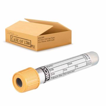 3.5 mL, Pull Cap Tube, 13 x 75mm, Gold Cap With Gold Ring Case of 1200