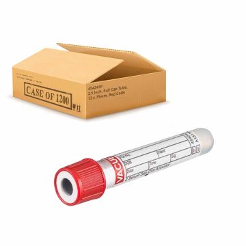 2.5 mL, Pull Cap Tube, 13 x 75mm, Red Cap With White Ring Case of 1200