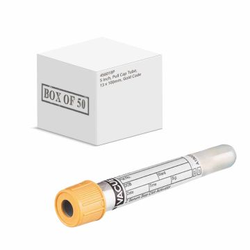 5 mL, Pull Cap Tube, 13 x 100mm, Gold Cap With Gold Ring box of 50