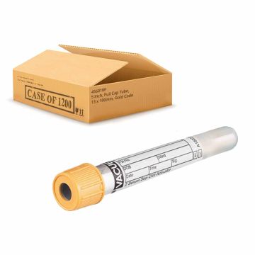 5 mL, Pull Cap Tube, 13 x 100mm, Gold Cap With Gold Ring Case of 1200