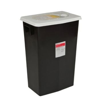 8 Gallon SharpSafety Black Vertical Entry Waste Container - 8608RC