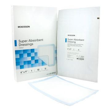 Mckesson Superabsorber Super Absorbent 6 x 9 Inch Polymer Dressing - Sterile (61-89569)