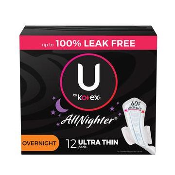 U by Kotex AllNighter Ultra Thin Overnight Pads with Wings
