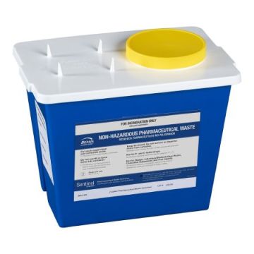 2 Gallon Bemis Sentinel Blue Vertical Entry Pharmaceutical Waste Container - 4002 050