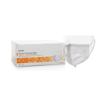 Premium, White w/ Nose & Chin Aluminum Strip Secure Fit Technology, Pleated Style with Earloops, Anti-Fog & Eye Shield 