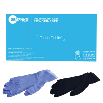 SRI TRANG Nitrile Exam Gloves - Textured Fingers Powder Free Examination Glove