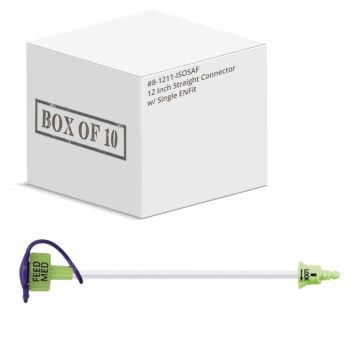 12 Inch Straight Connector w/ Single ENFit box of 10