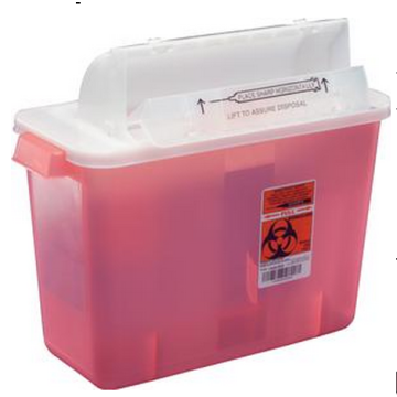 2 Gallon Transparent Red SharpSafety Sharps Container with Counterbalance Lid 8534SA
