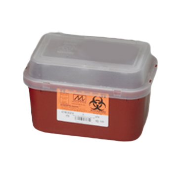 2 Gallon Transparent Red Stackable Sharps Container with Biohazard Symbol 8704T