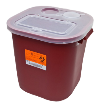 8 Gallon Red Stackable Sharps Container with Biohazard Symbol 8705