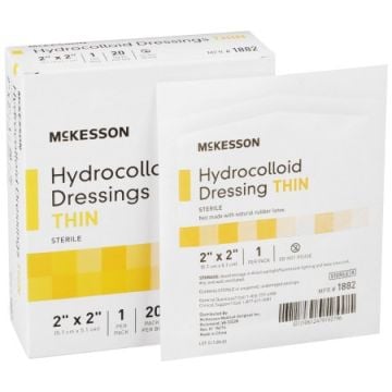 McKesson 2 x 2 Inch Hydrocolloid Dressing - 1882 | Thin, Sterile 