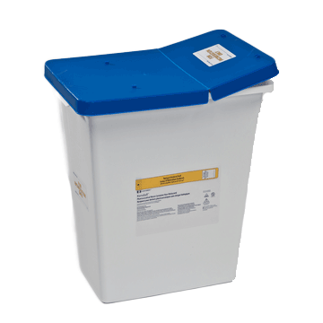 8 Gallon White SharpSafety Medical Waste Container with Gasketed Hinged Lid 8850