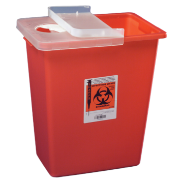 12 Gallon Red Sharps Container with Hinged Lid 8933 