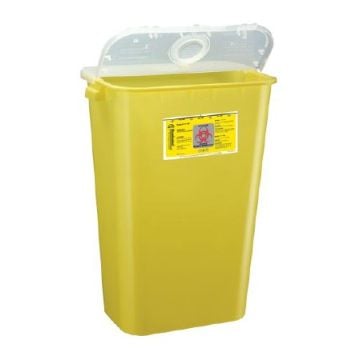 11 Gallon Bemis Sentinel Yellow Sharps Container with Horizontal/Vertical Entry - 111 040