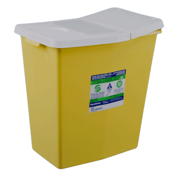 18 Gallon Yellow SharpSafety Chemotherapy Container with Hinged Lid 8989