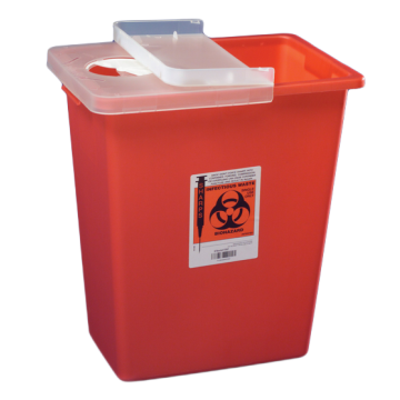 18 Gallon Red SharpSafety Sharps Container with Hinged Lid 8991