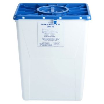 12 Gallon AP Line White Vertical Entry Pharmaceutical Waste Container - FGAP50DWC001