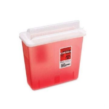 1.25 Gallon MedSafe Translucent Red Sharps Container with Horizontal Entry - 8513