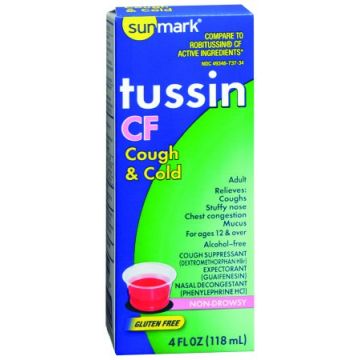 Sunmark Tussin CF Cough and Cold Decongestant Liquid