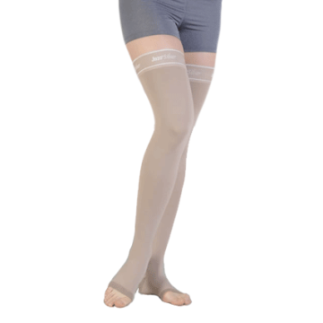 Juzo Silver Soft 20-30 mmHg Thigh High Compression Stockings, Silicone Top Band OPEN TOE  
