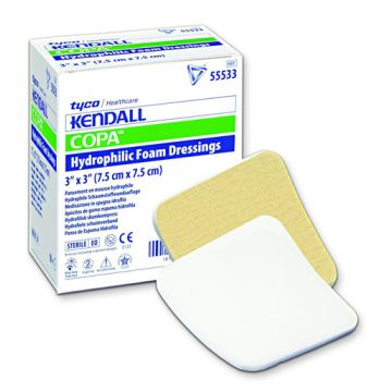 Covidien Kendall Copa Hydrophilic Foam Dressing 3 x 3 Inch - Fenestrated, Square, and Rectangle