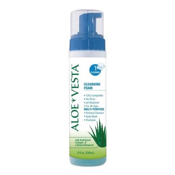 Convatec Aloe Vesta Cleansing Foam 4 and 8 oz Pump Bottles No-rinse Perineal Cleanser
