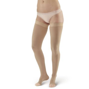 AW Style 392OT Open Toe 30-40 mmHg Luxury Opaque Thigh Highs Dot Silicone Dotted Band